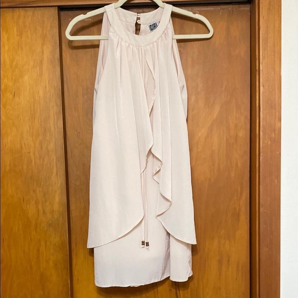 Chelsea Girl Cream Mini Dress Halter Neck Top Neutral Flowy P2P 16"  30” Length